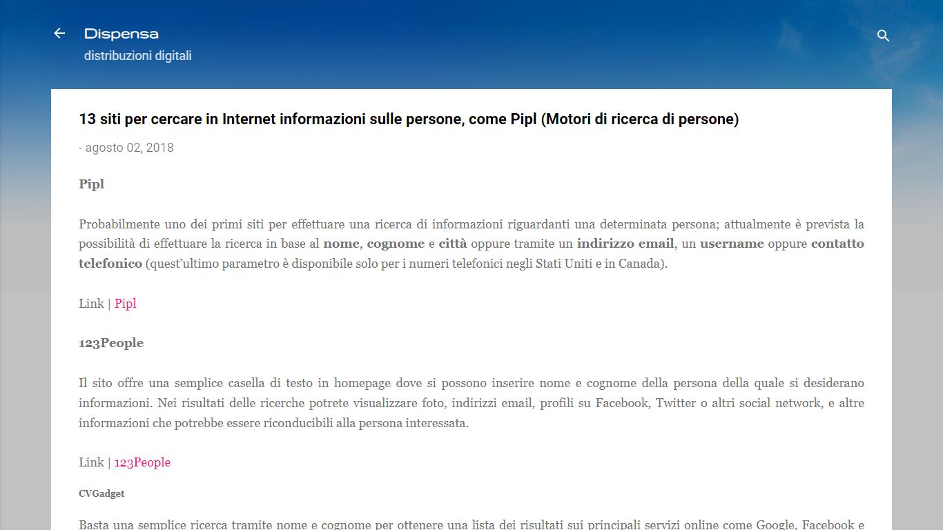 13 siti per cercare in Internet informazioni sulle persone, come Pipl ...